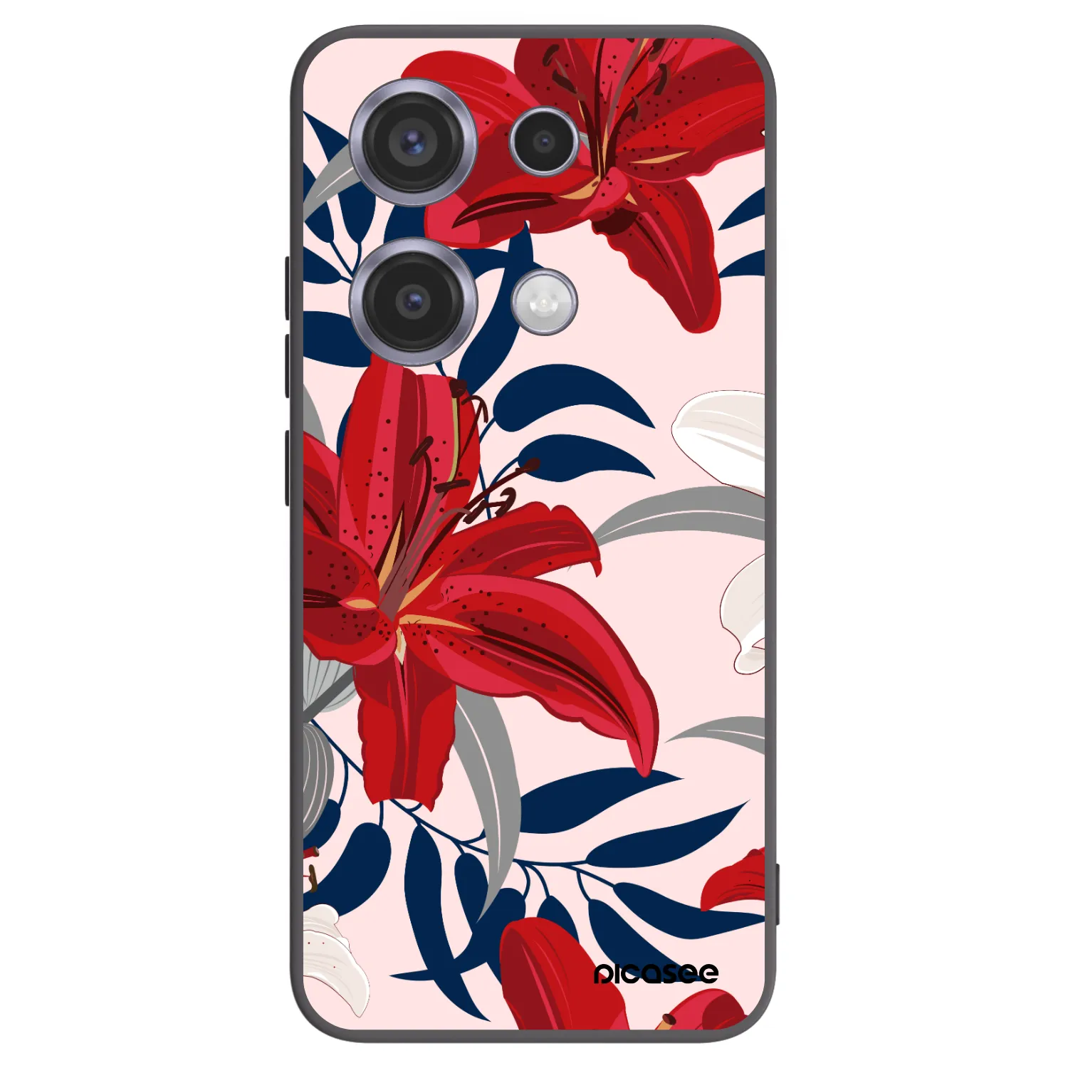 Picasee husă neagră din silicon pentru Xiaomi Redmi Note 14S - Red Lily