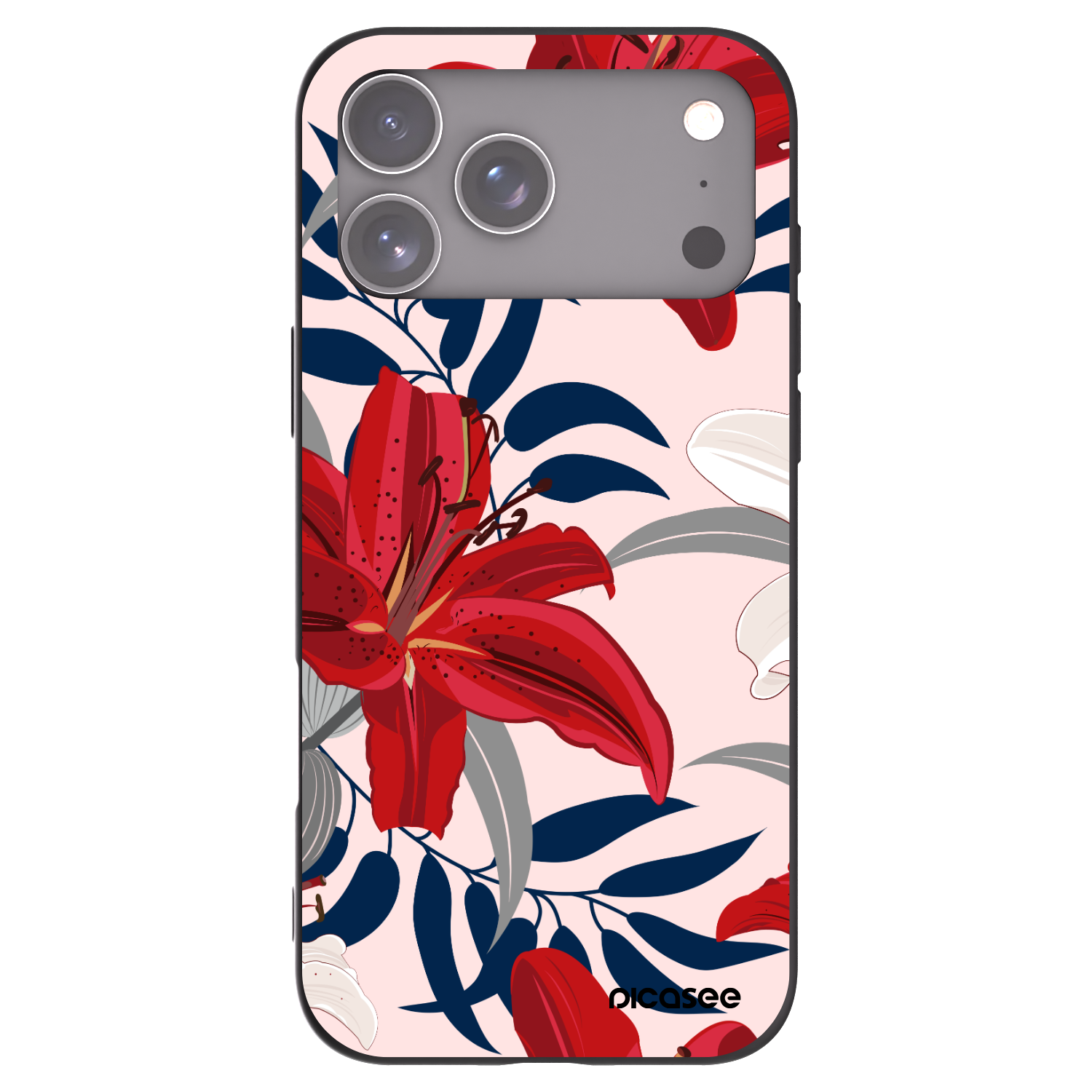 Picasee husă neagră din silicon pentru Apple iPhone 17 Pro Max - Red Lily