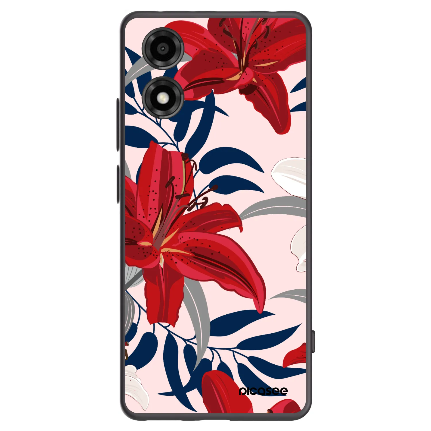 Picasee husă neagră din silicon pentru Motorola Moto E14 - Red Lily