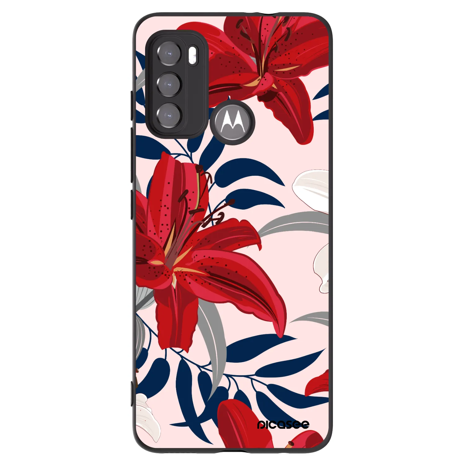Picasee husă neagră din silicon pentru Motorola Edge 60 5G - Red Lily