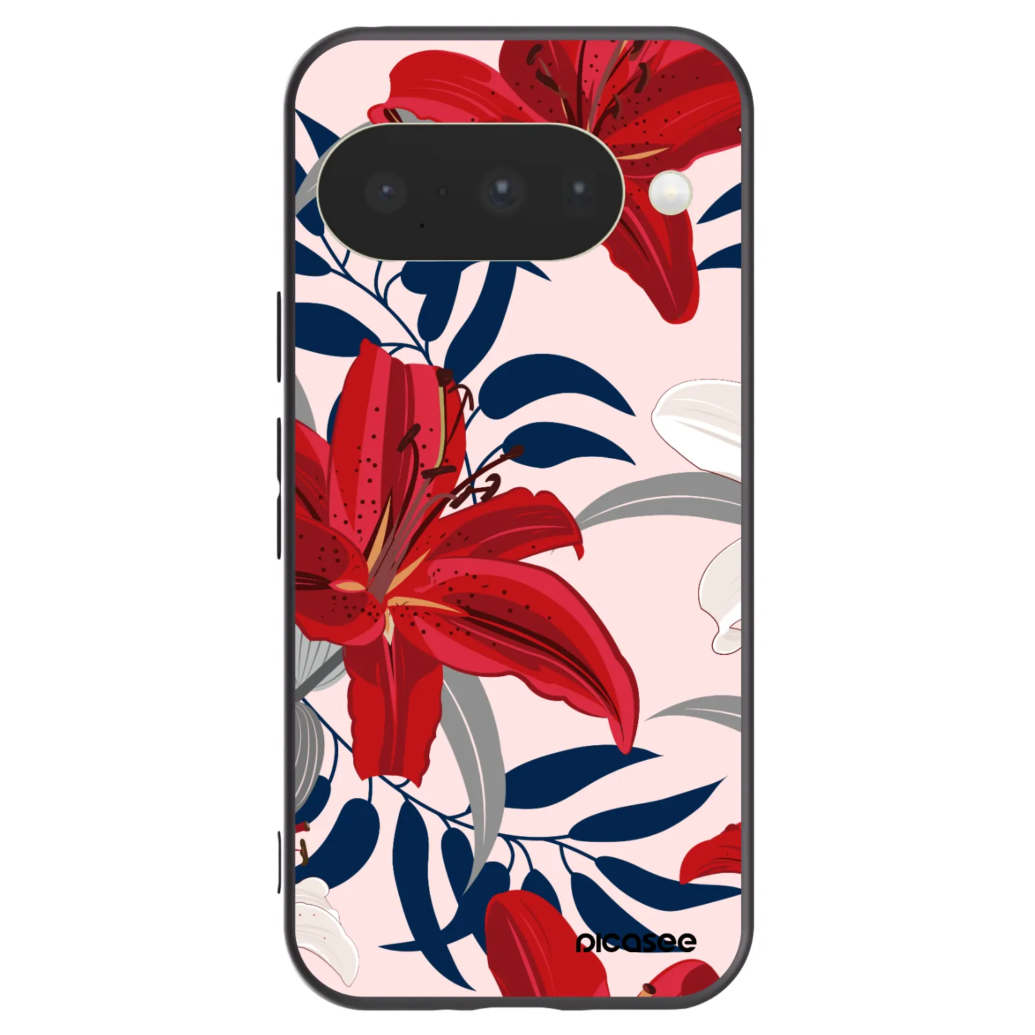 Picasee husă neagră din silicon pentru Google Pixel 10 - Red Lily