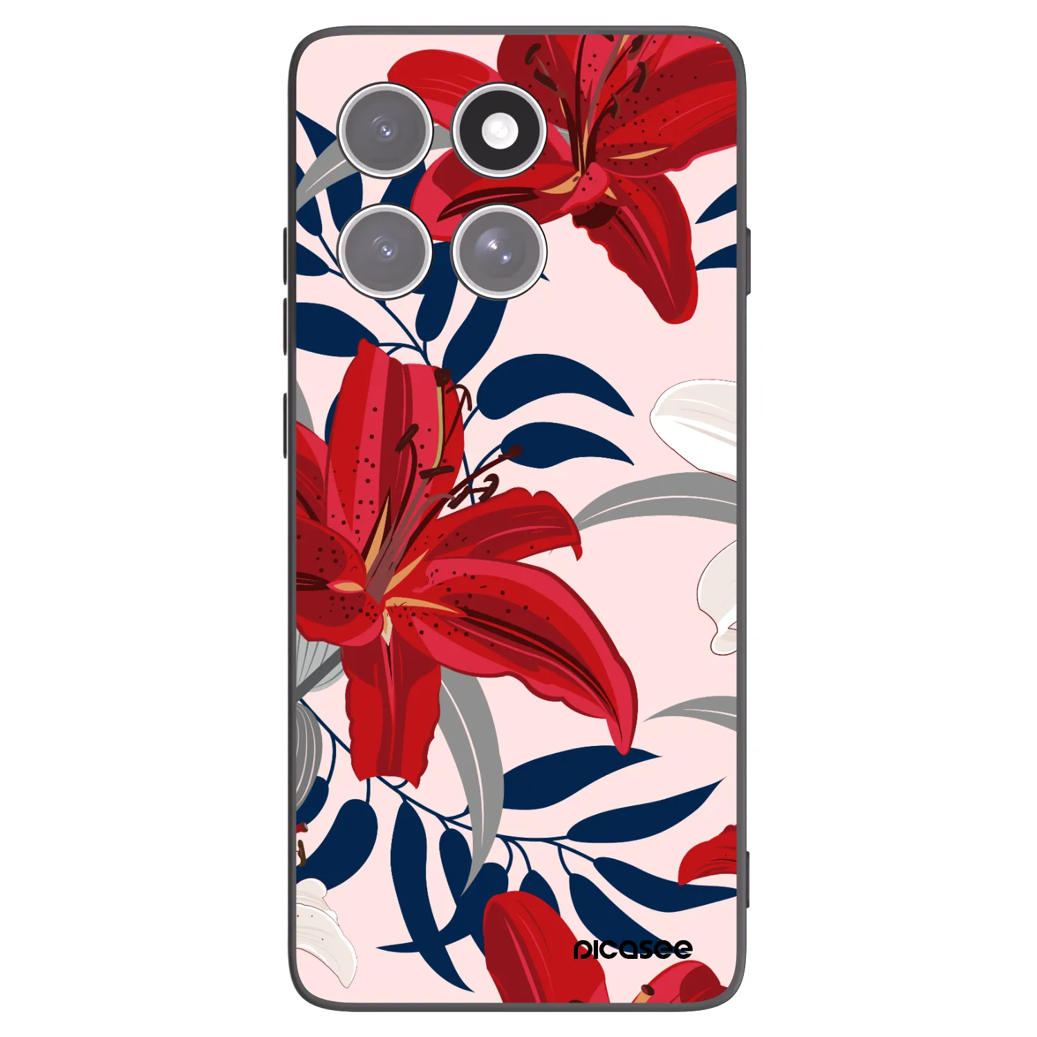 Picasee husă neagră din silicon pentru Motorola Edge 60 Fusion - Red Lily