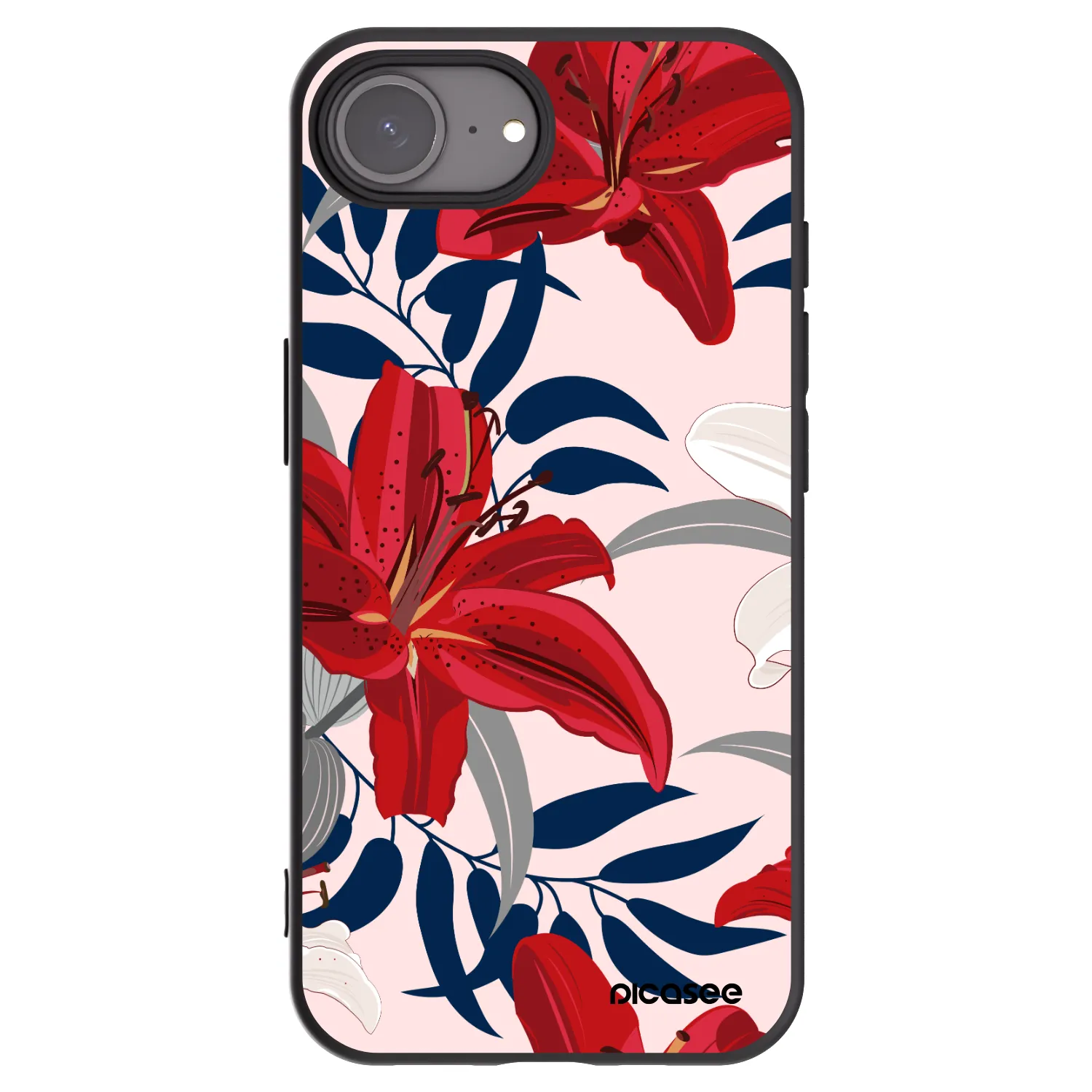 Picasee husă neagră din silicon pentru Apple iPhone 17e - Red Lily