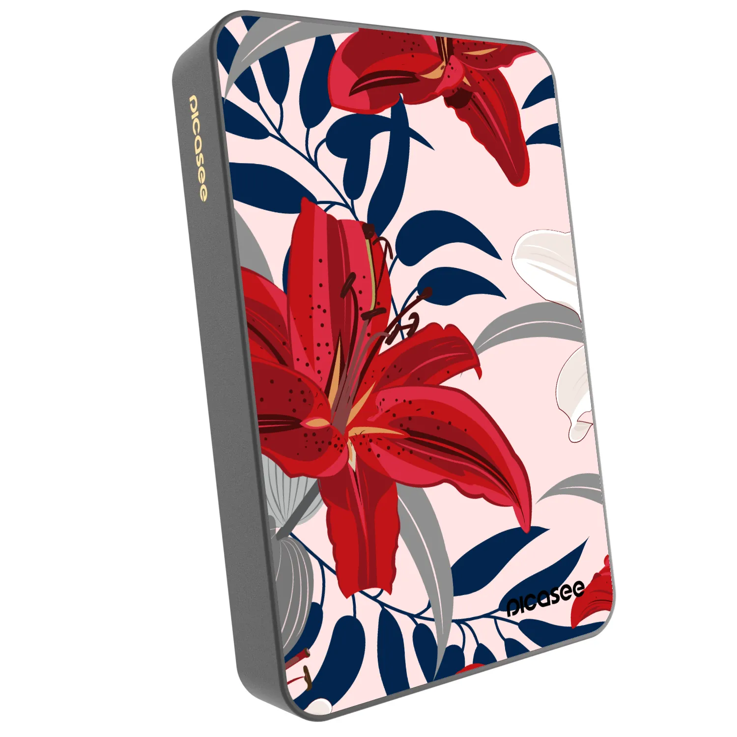 Picasee Powerbank cu MagSafe 10 000 mAh Gri - Red Lily