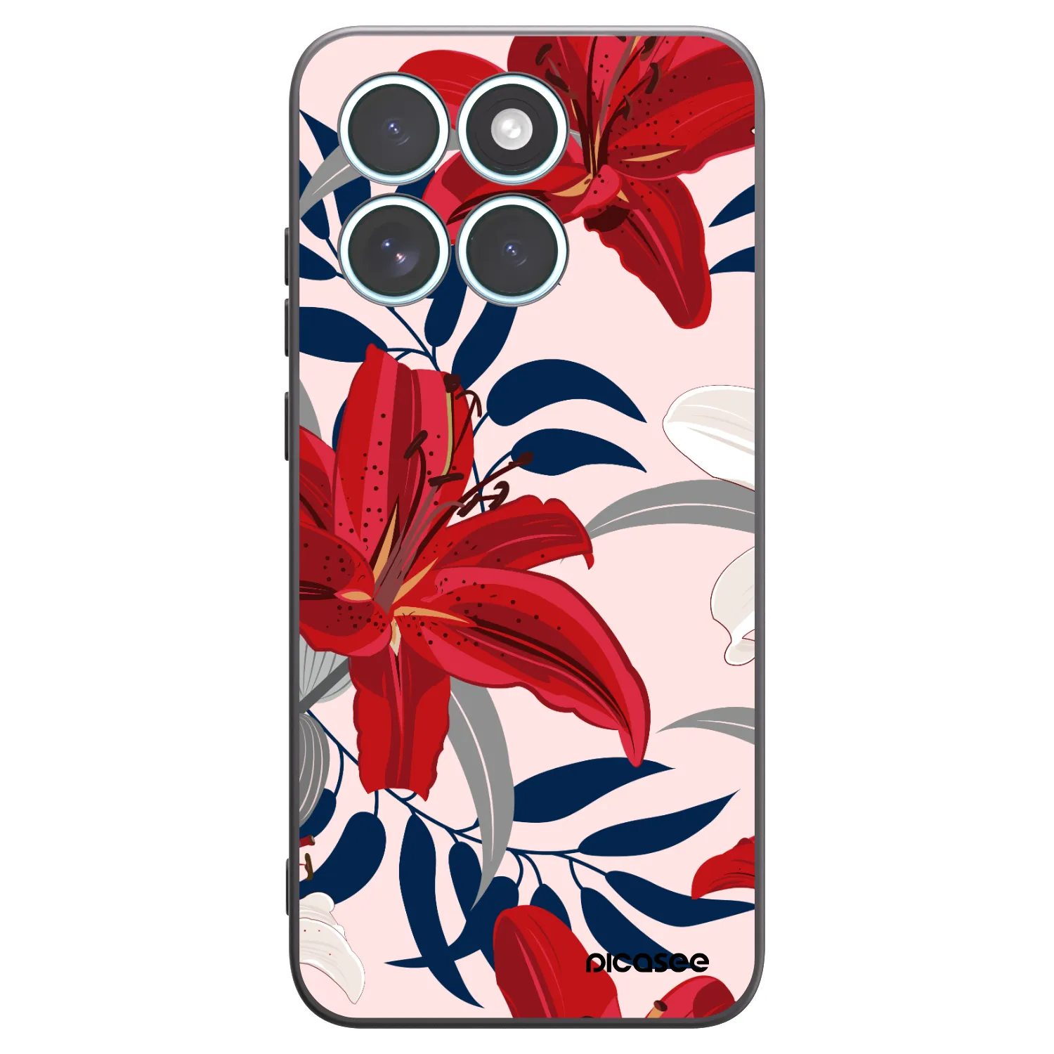 Picasee husă neagră din silicon pentru Motorola Edge 70 Fusion - Red Lily