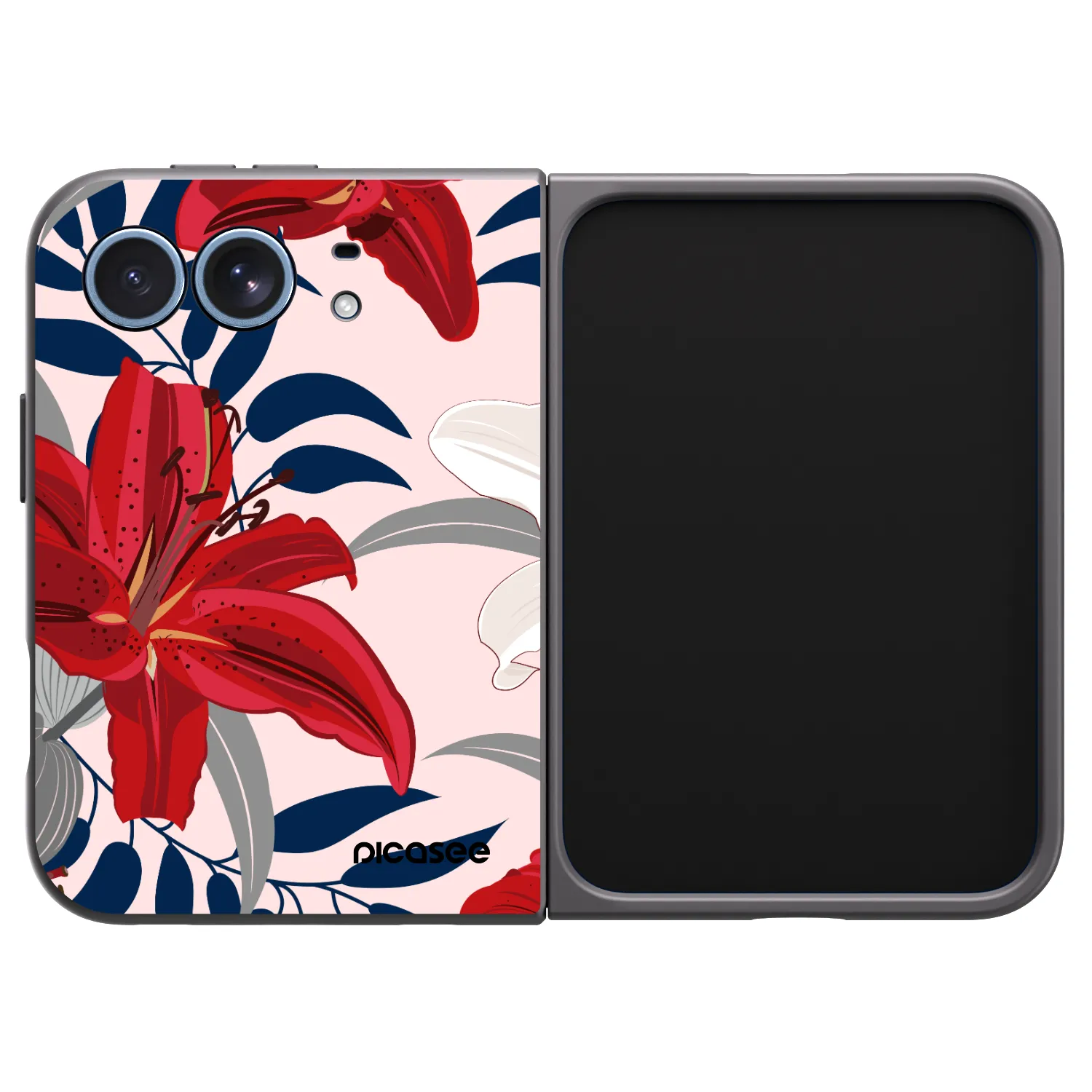 Picasee husă neagră din silicon pentru Apple iPhone Duo - Red Lily