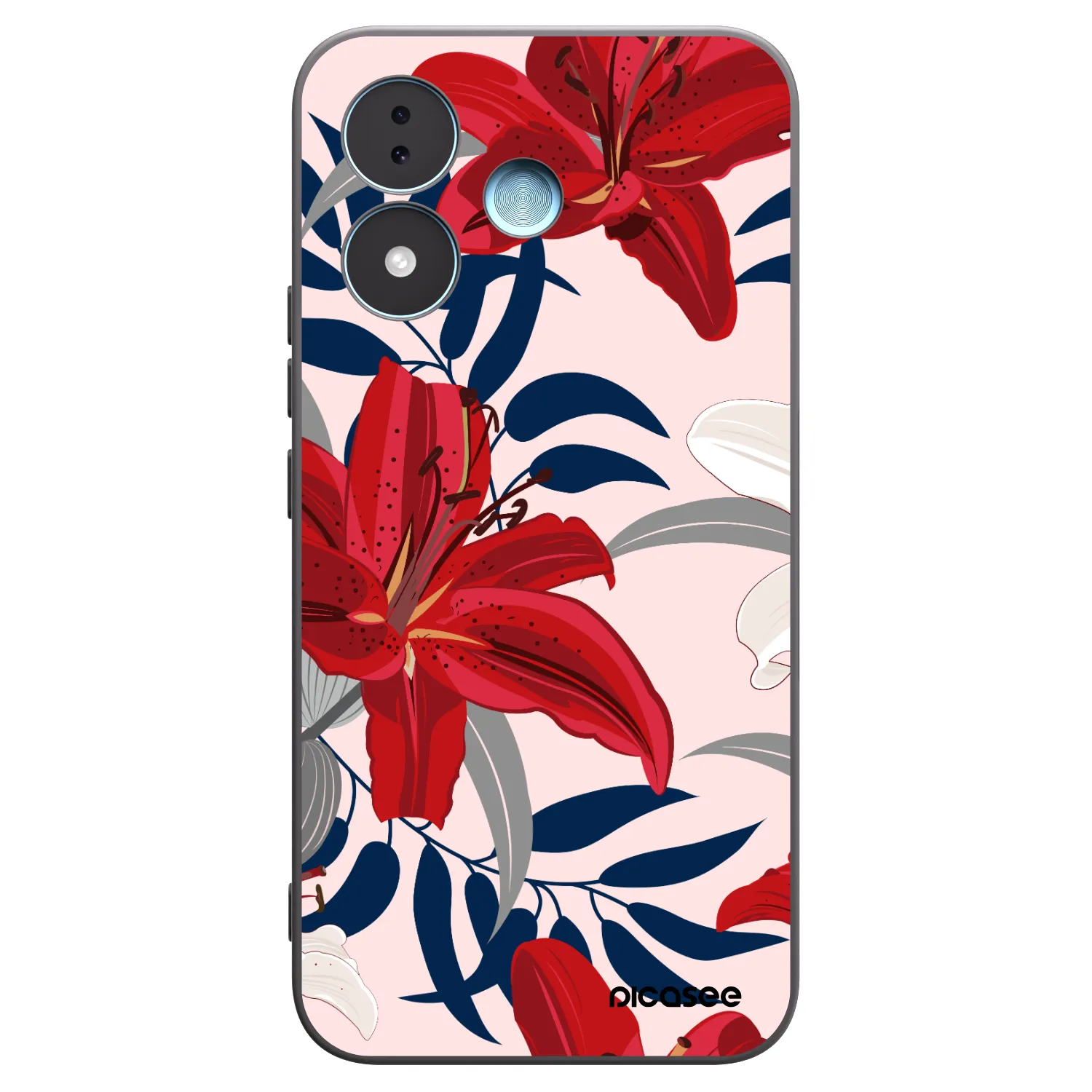 Picasee husă neagră din silicon pentru Xiaomi Redmi Note 17 5G - Red Lily