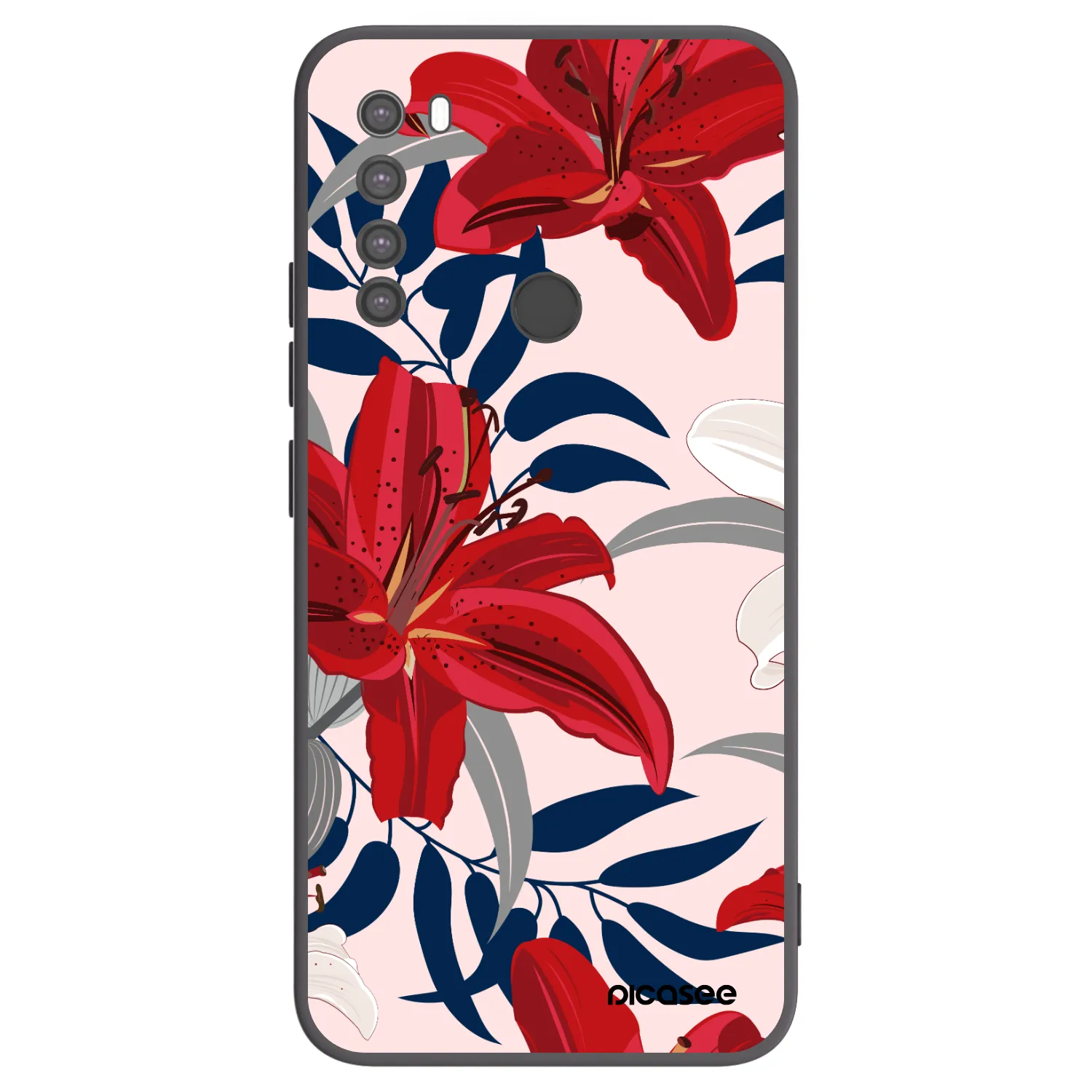 Picasee husă neagră din silicon pentru Xiaomi Redmi Note 8 - Red Lily