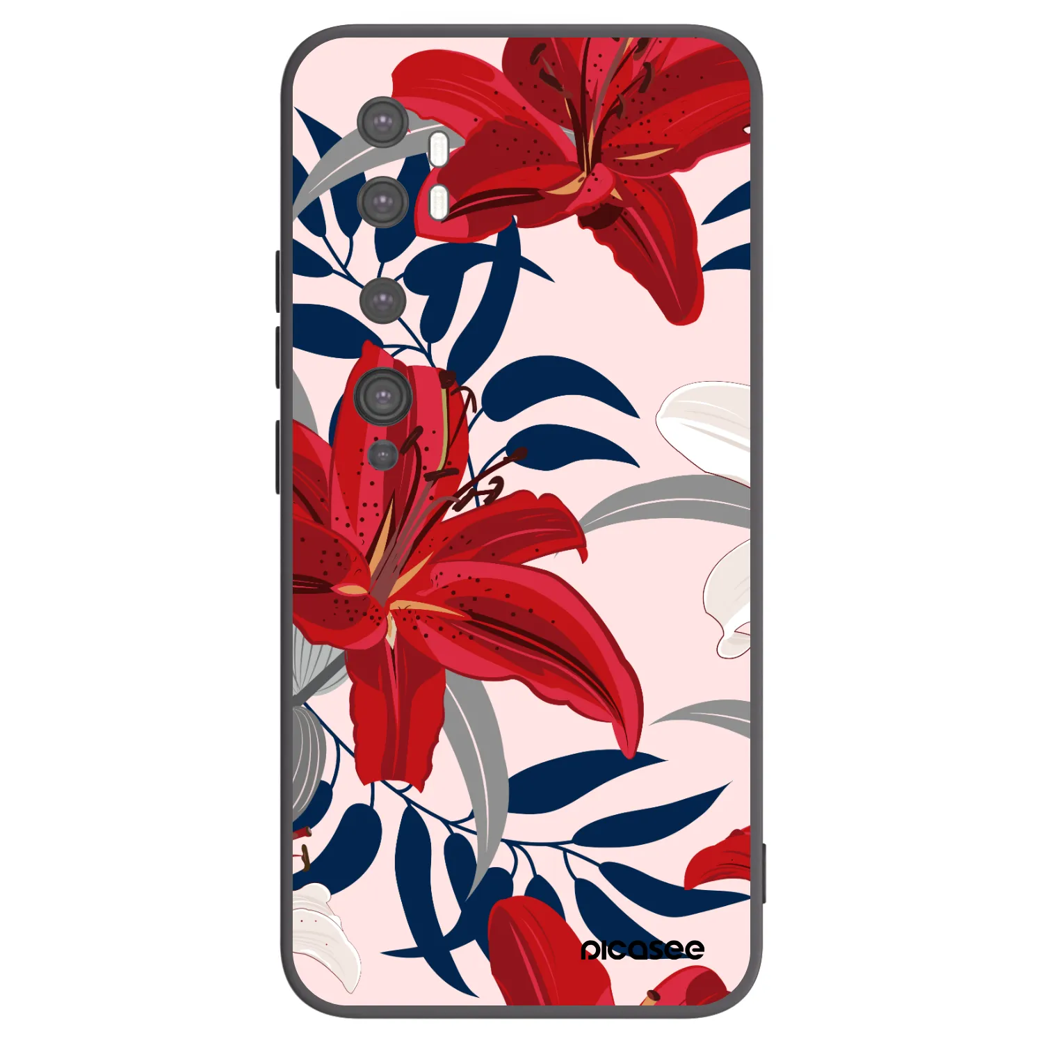 Picasee husă neagră din silicon pentru Xiaomi Mi Note 10 (Pro) - Red Lily