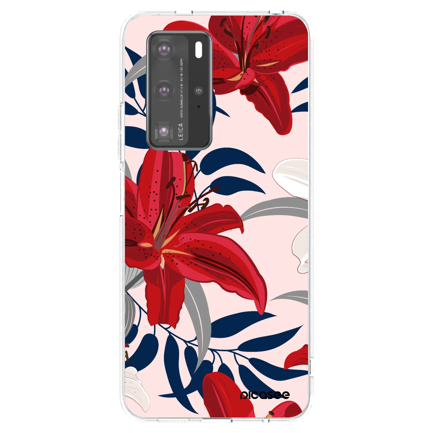 Picasee husă transparentă din silicon pentru Huawei P40 Pro - Red Lily