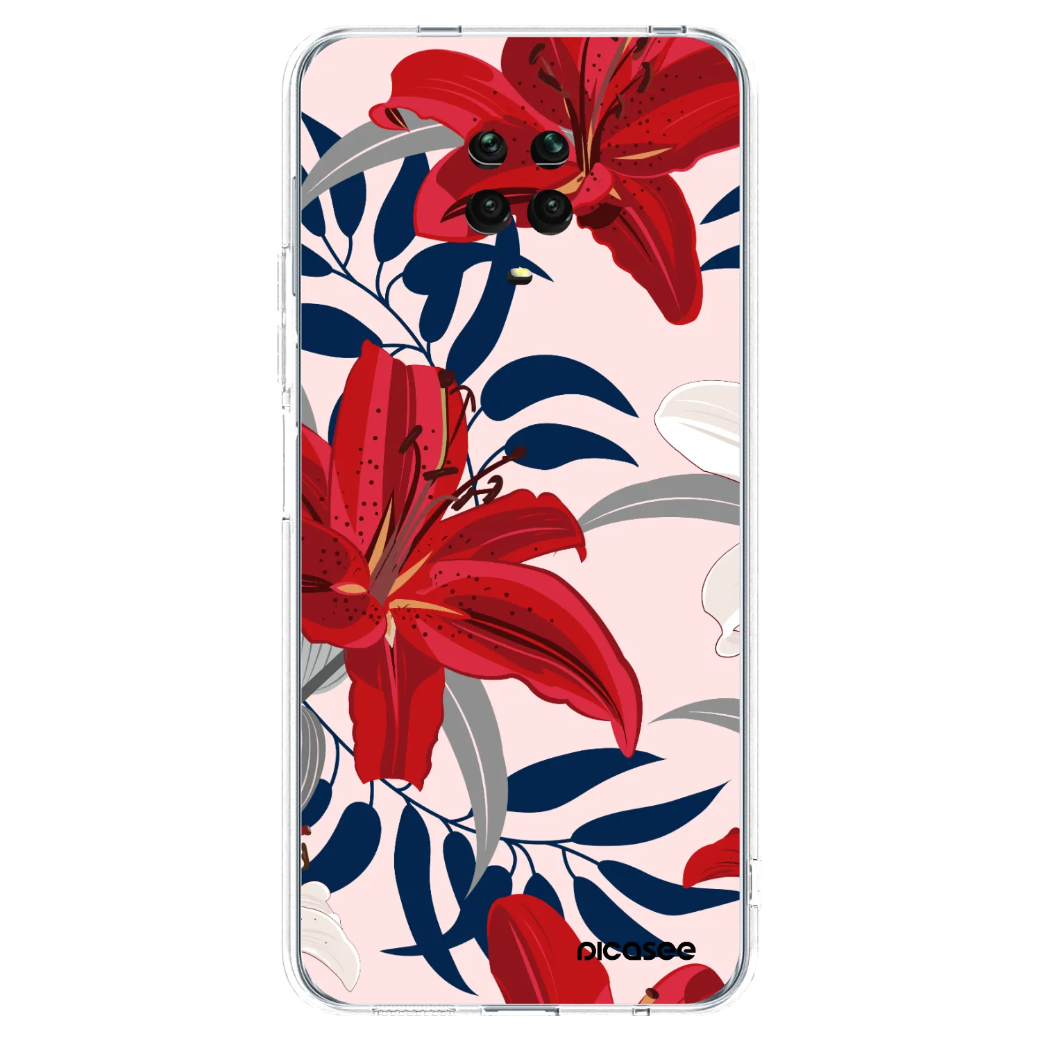 Picasee husă transparentă din silicon pentru Xiaomi Redmi Note 9 Pro - Red Lily