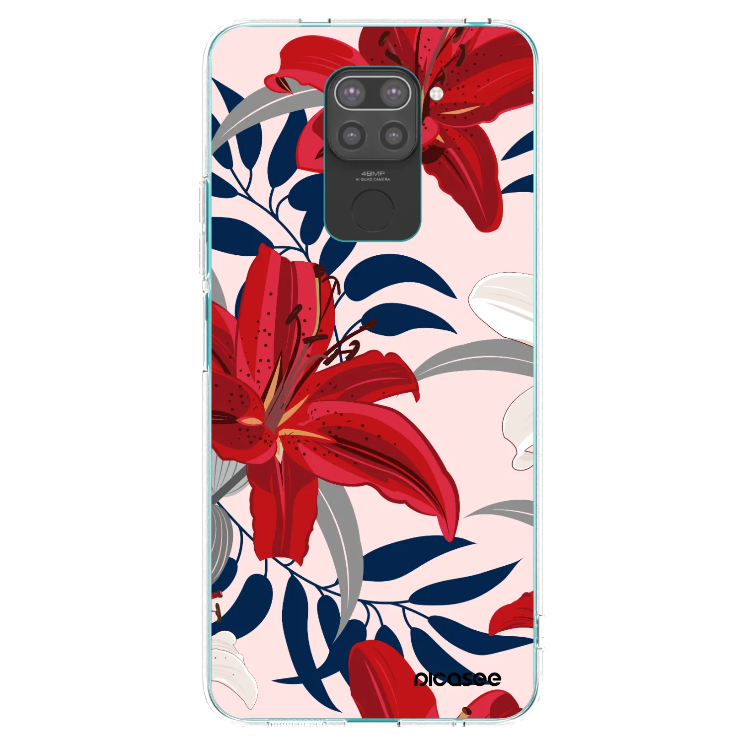 Picasee husă neagră din silicon pentru Xiaomi Redmi Note 9 - Red Lily
