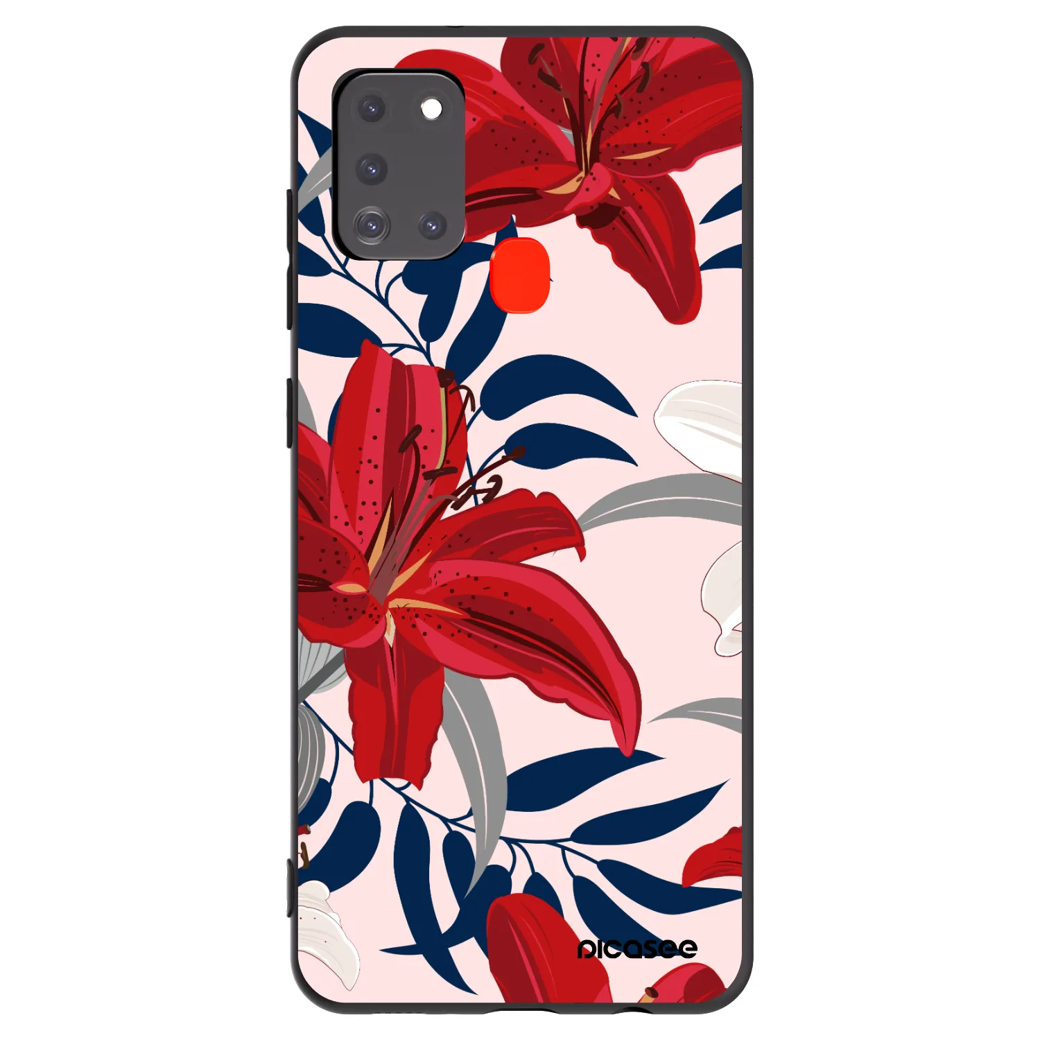 Picasee husă neagră din silicon pentru Samsung Galaxy A21s - Red Lily