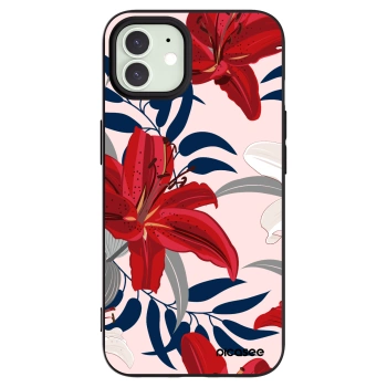 Picasee husă neagră din silicon pentru Apple iPhone 12 Pro - Red Lily
