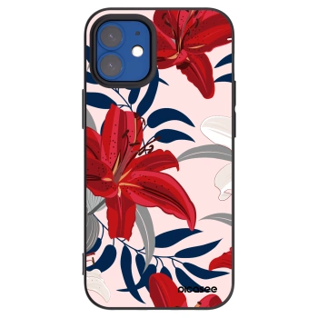 Picasee husă neagră din silicon pentru Apple iPhone 12 mini - Red Lily