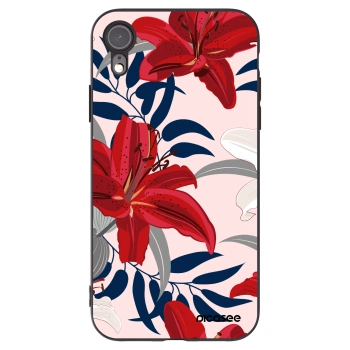 Picasee husă neagră din silicon pentru Apple iPhone XR - Red Lily