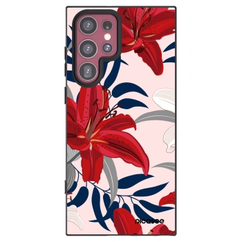Picasee husă neagră din silicon pentru Samsung Galaxy S22 Ultra 5G - Red Lily