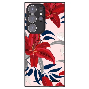 Picasee husă neagră din silicon pentru Samsung Galaxy S23 Ultra 5G - Red Lily