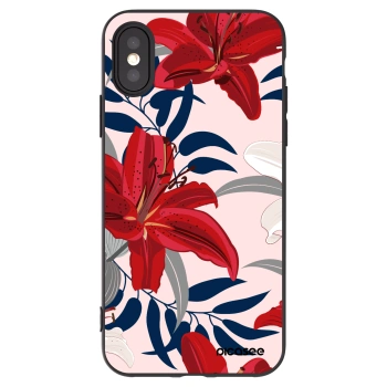 Picasee husă neagră din silicon pentru Apple iPhone X/XS - Red Lily