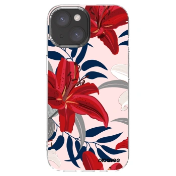 Picasee husă transparentă din silicon pentru Apple iPhone 15 - Red Lily