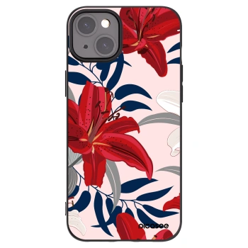 Picasee husă neagră din silicon pentru Apple iPhone 15 Plus - Red Lily