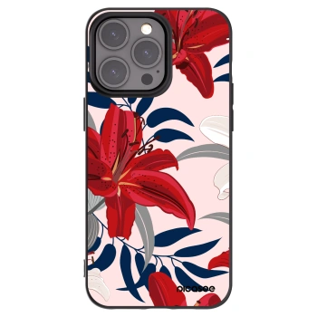 Picasee husă neagră din silicon pentru Apple iPhone 15 Pro Max - Red Lily