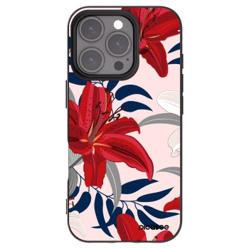 Picasee husă neagră din silicon pentru Apple iPhone 16 Pro - Red Lily