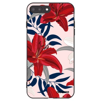 Picasee husă neagră din silicon pentru Apple iPhone 8 Plus - Red Lily