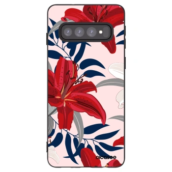 Picasee husă neagră din silicon pentru Samsung Galaxy S10 G973 - Red Lily