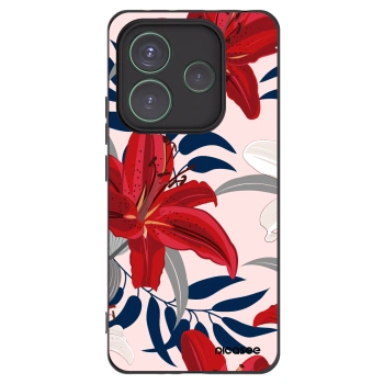 Picasee husă neagră din silicon pentru Xiaomi Redmi Note 14 5G - Red Lily
