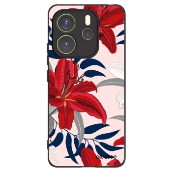 Picasee husă neagră din silicon pentru Xiaomi Redmi Note 14 4G - Red Lily