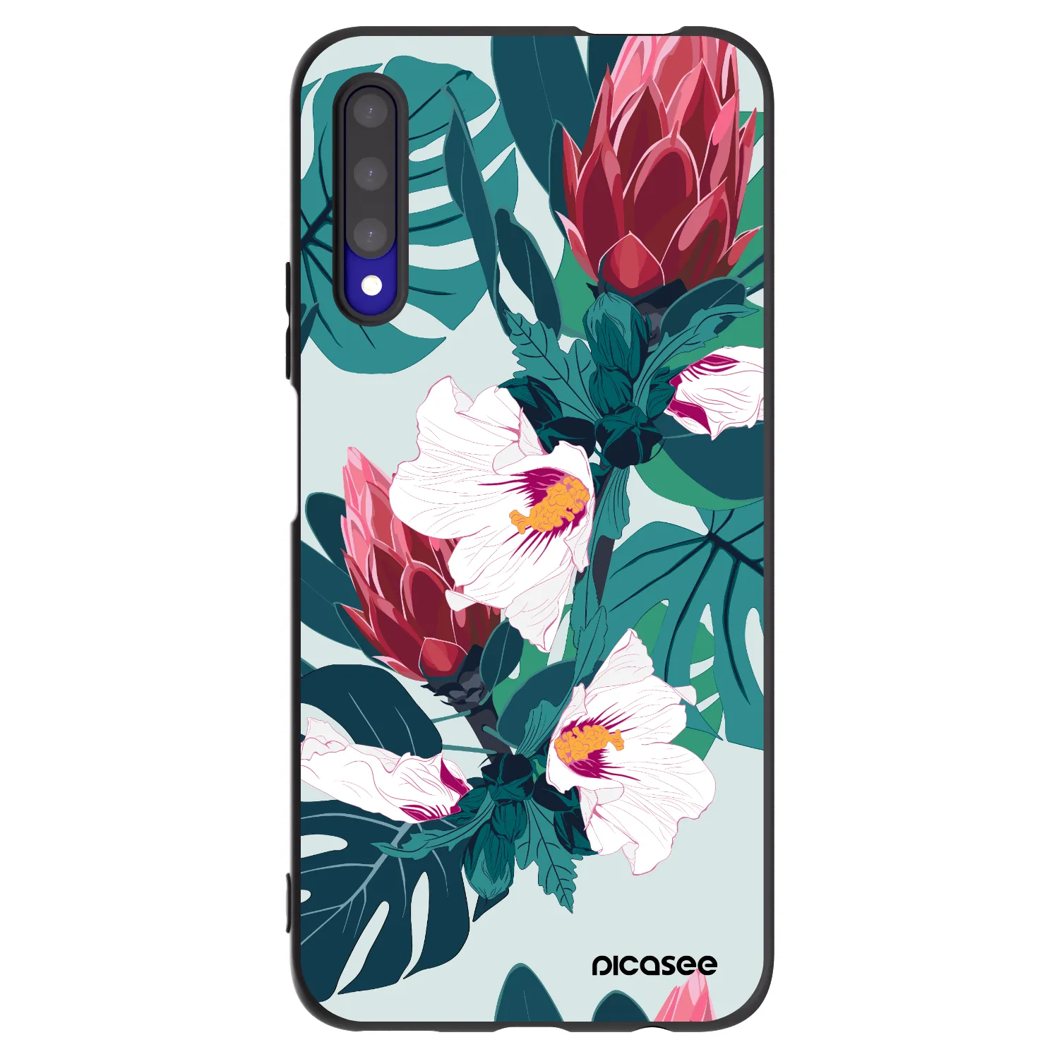 Picasee husă neagră din silicon pentru Honor 9X Pro - Rhododendron