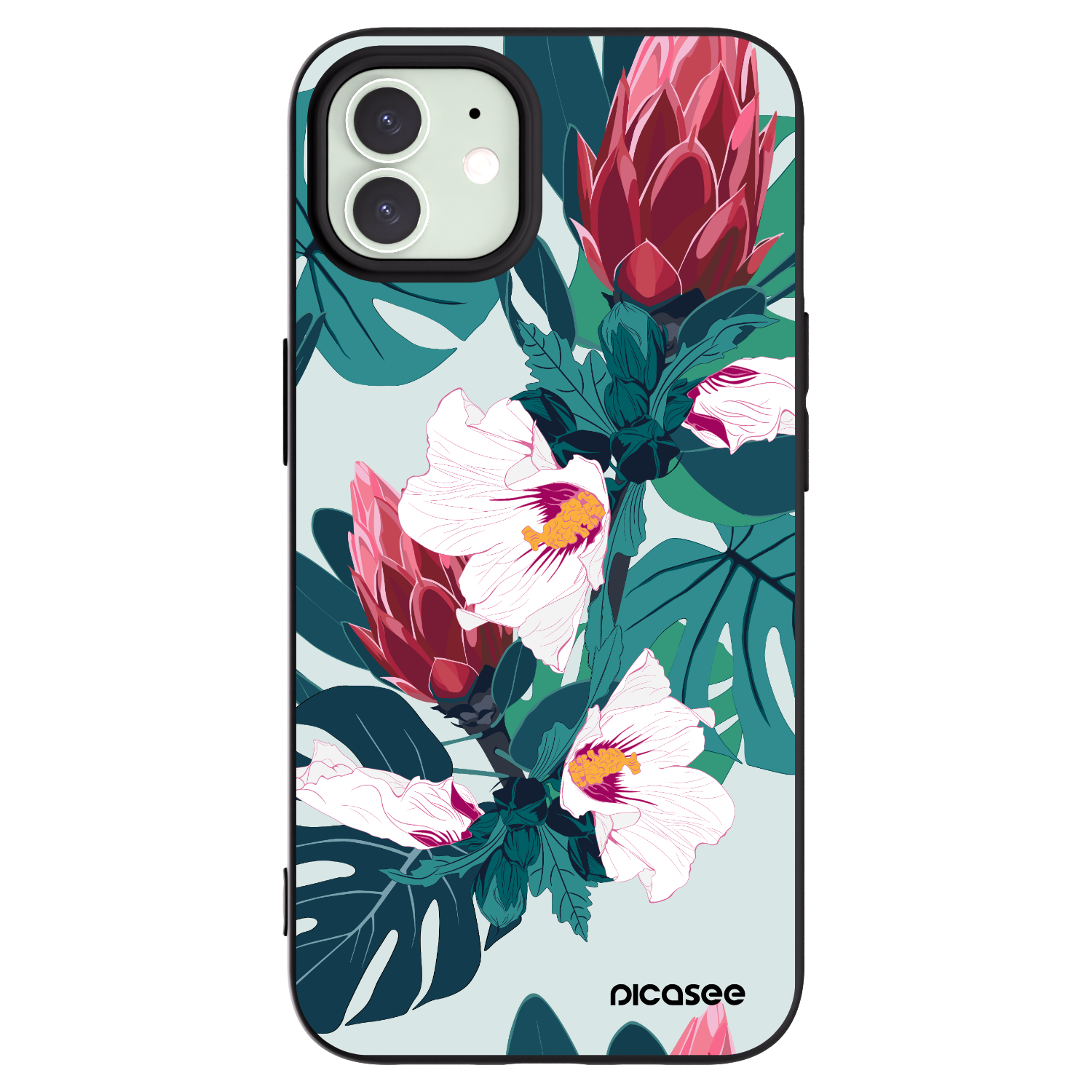 Picasee husă neagră din silicon pentru Apple iPhone 12 - Rhododendron