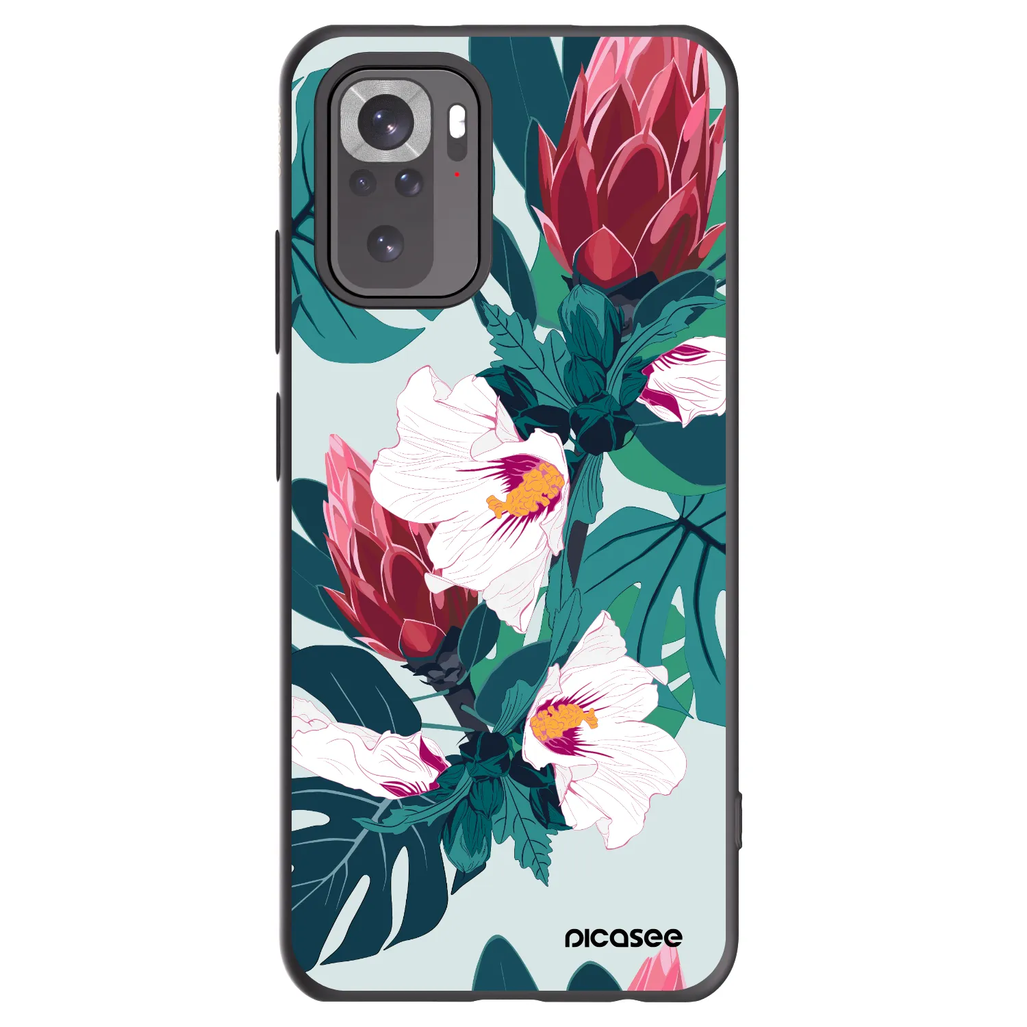 Picasee husă neagră din silicon pentru Xiaomi Redmi Note 10 - Rhododendron