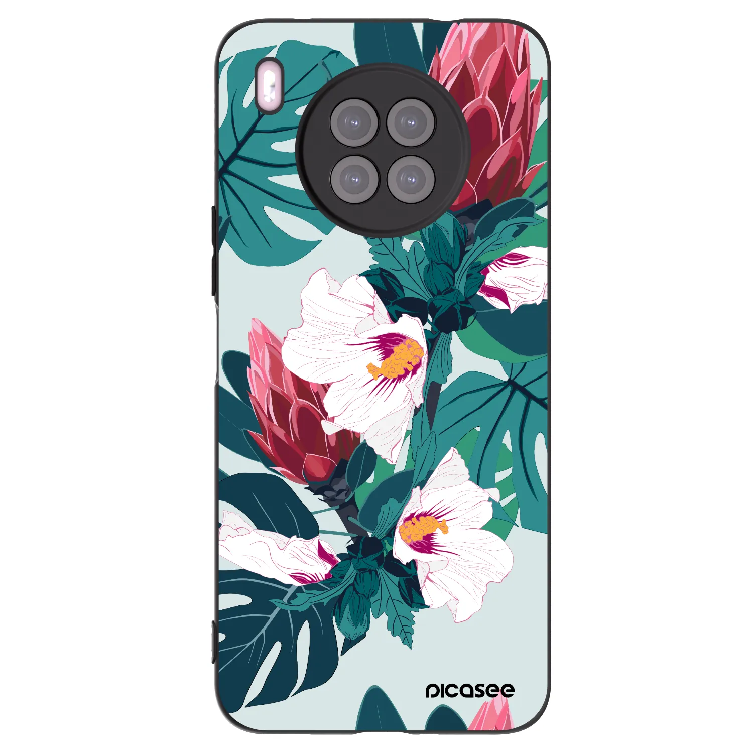 Picasee husă neagră din silicon pentru Huawei Nova 8i - Rhododendron