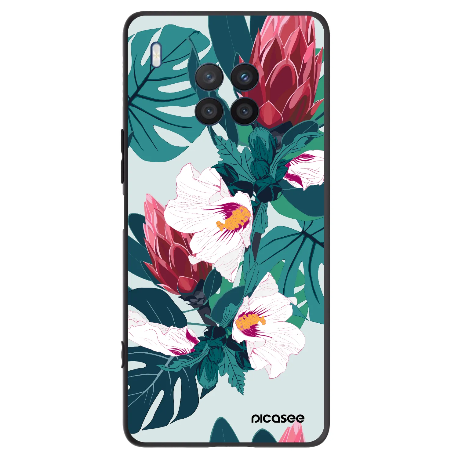 Picasee husă neagră din silicon pentru Honor 50 Lite - Rhododendron