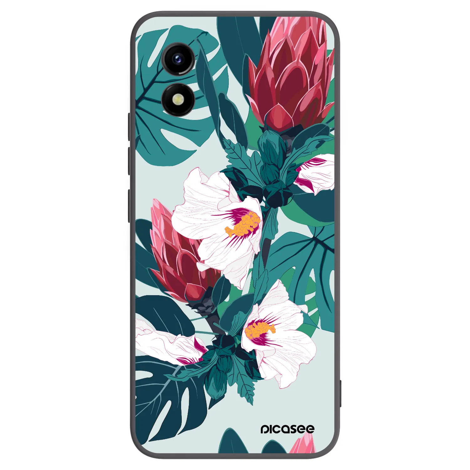 Picasee husă neagră din silicon pentru Vivo Y01 - Rhododendron