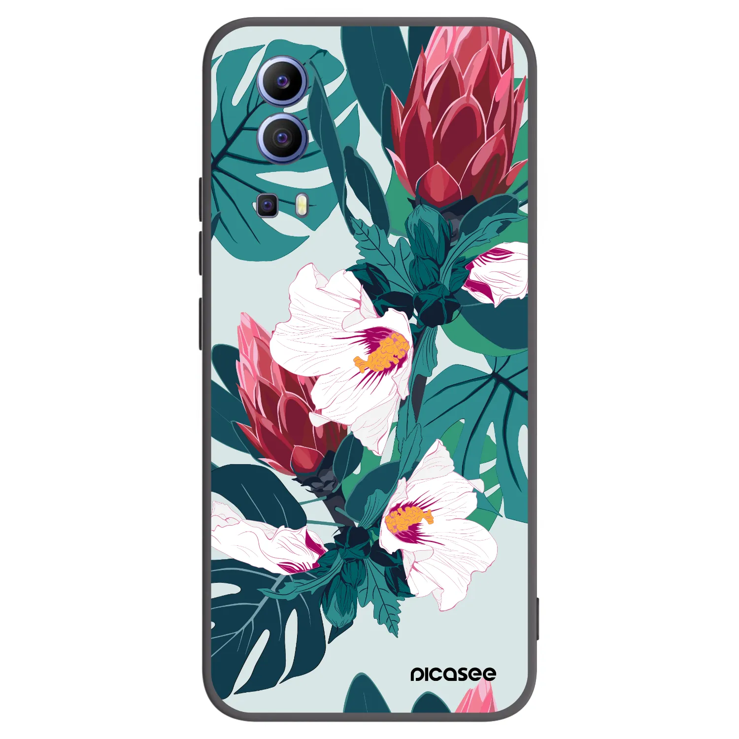 Picasee husă neagră din silicon pentru Vivo Y52 5G - Rhododendron