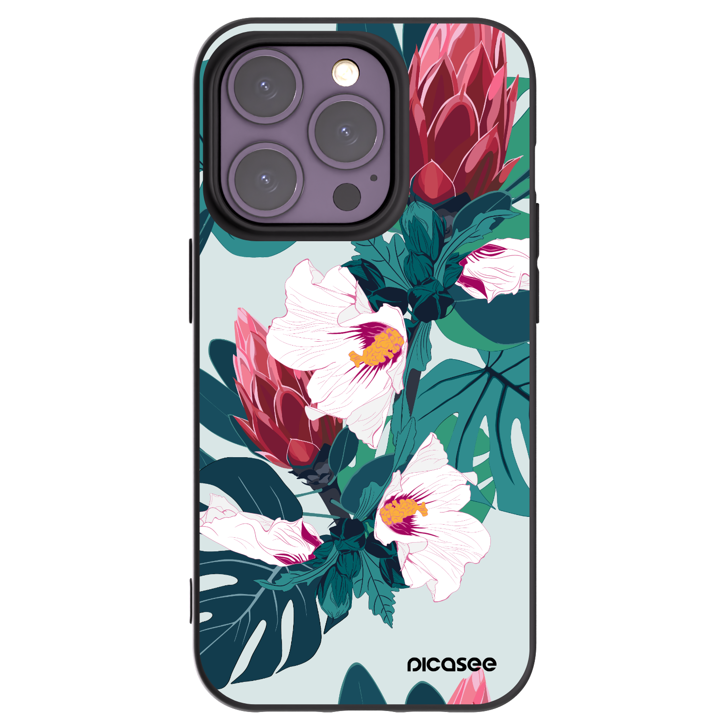 Picasee husă neagră din silicon pentru Apple iPhone 14 Pro - Rhododendron