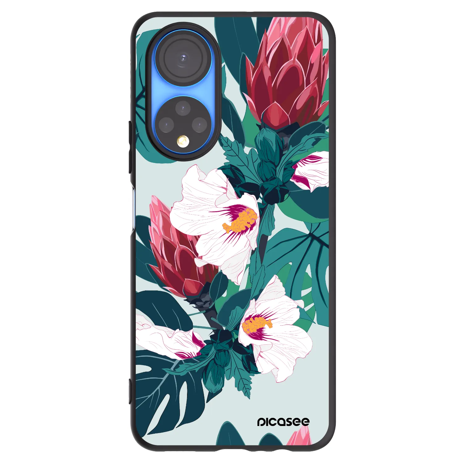 Picasee husă neagră din silicon pentru Honor X7 - Rhododendron