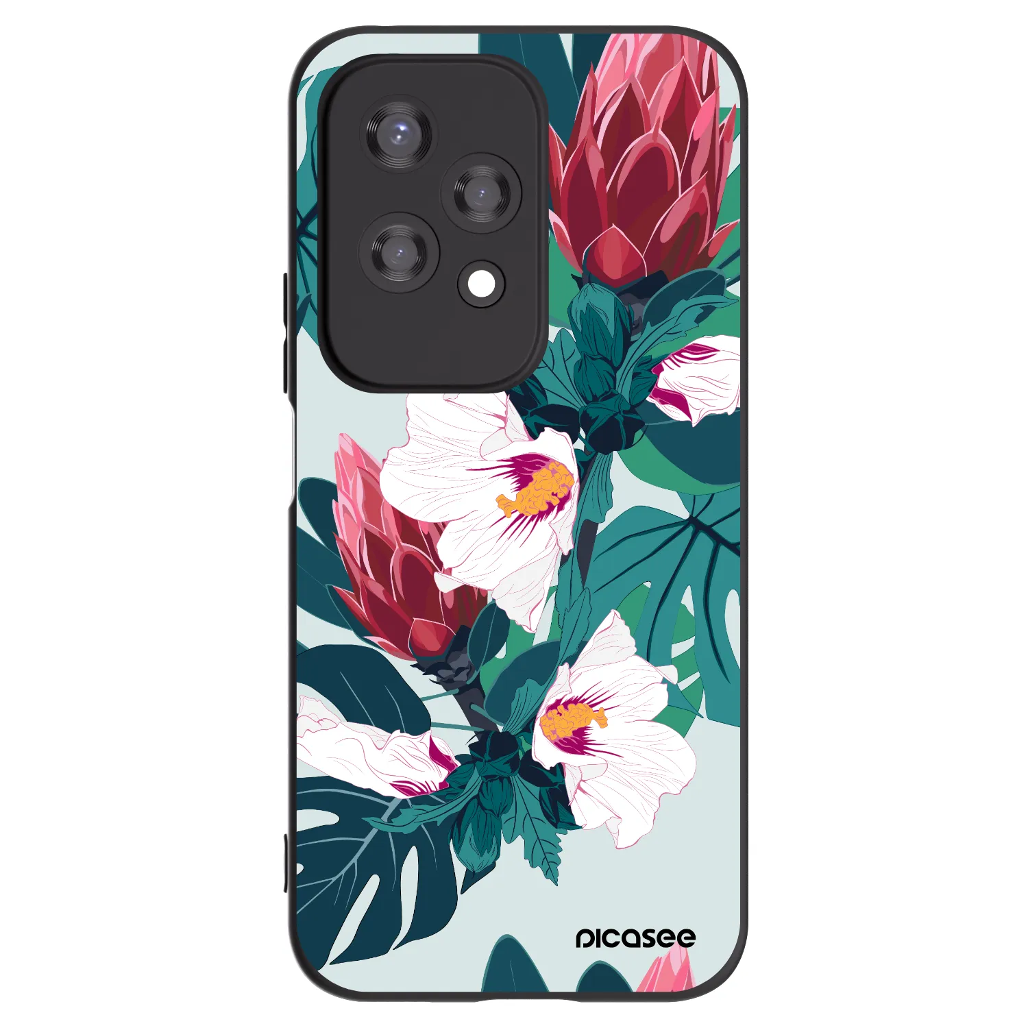 Picasee husă neagră din silicon pentru Honor 200 Lite - Rhododendron