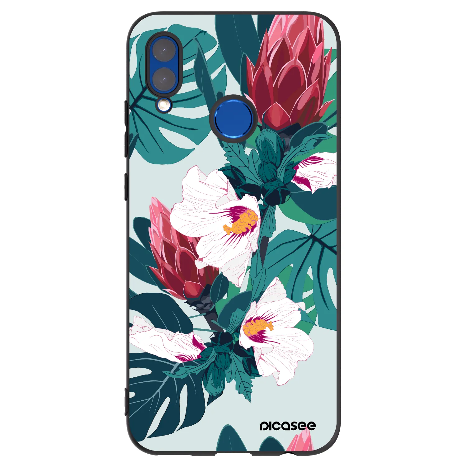 Picasee husă neagră din silicon pentru Honor 10 Lite - Rhododendron