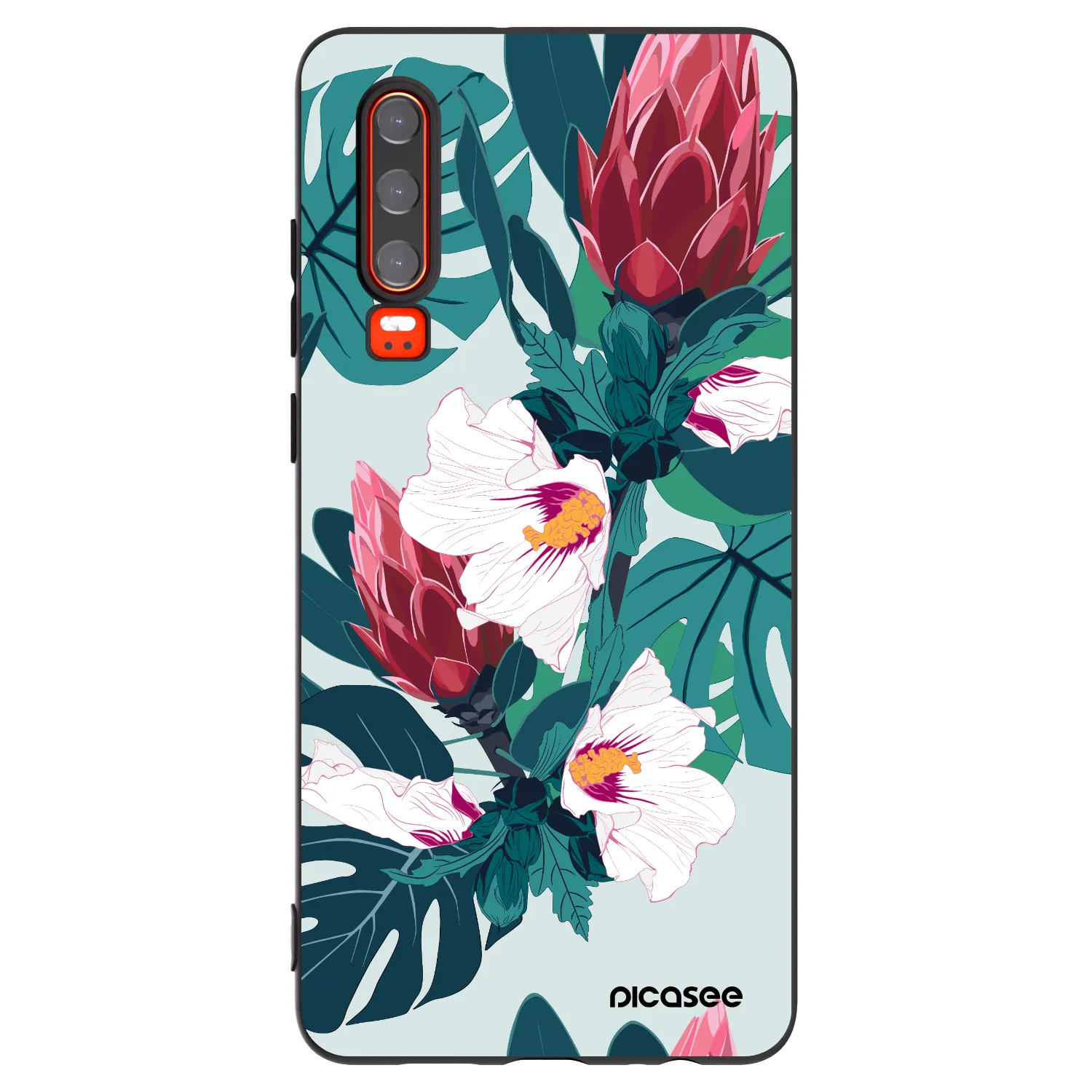 Picasee husă neagră din silicon pentru Huawei P30 - Rhododendron