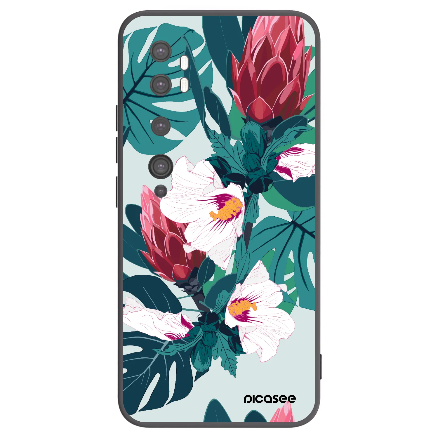 Picasee husă neagră din silicon pentru Xiaomi Mi Note 10 (Pro) - Rhododendron