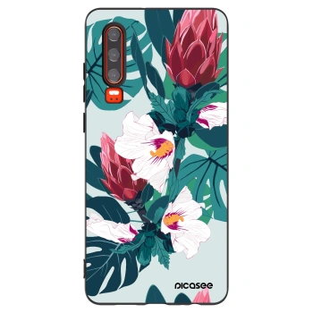 Picasee husă neagră din silicon pentru Huawei P30 - Rhododendron