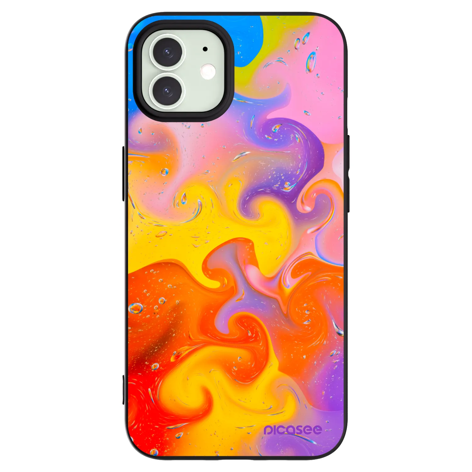 Picasee husă neagră din silicon pentru Apple iPhone 12 Pro - Bubbles