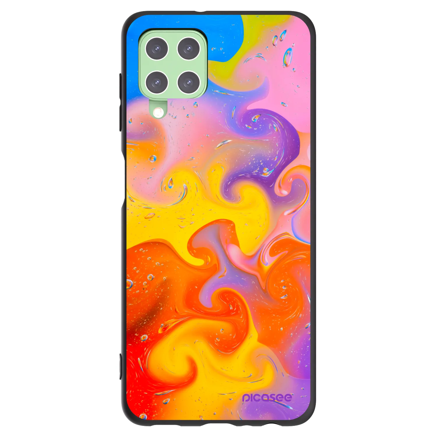 Picasee husă neagră din silicon pentru Samsung Galaxy A22 A225F 4G - Bubbles