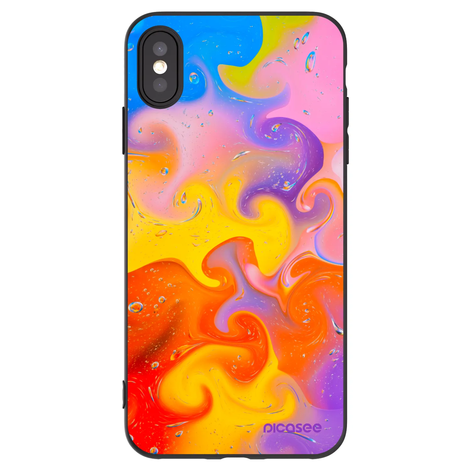 Picasee husă neagră din silicon pentru Apple iPhone XS Max - Bubbles