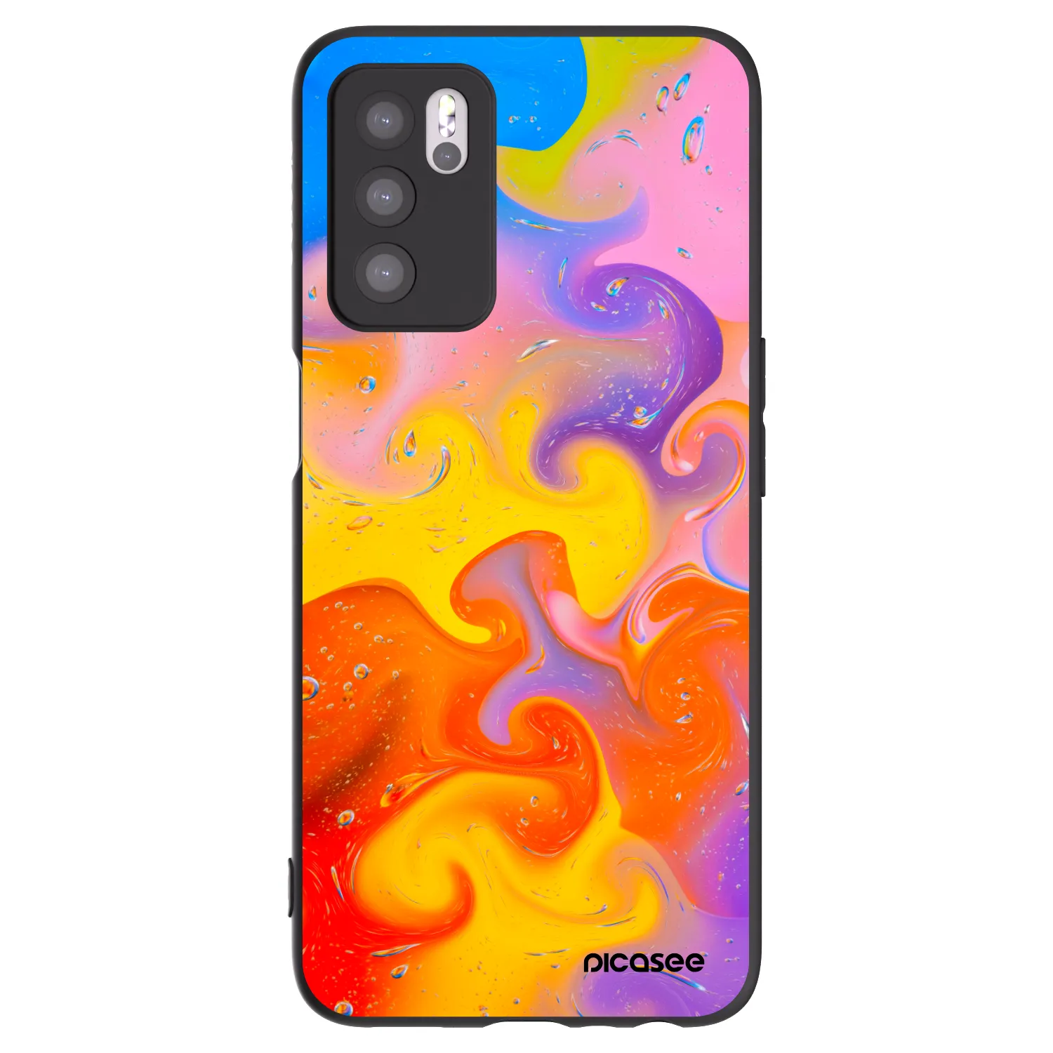 Picasee husă neagră din silicon pentru OPPO A16s - Bubbles
