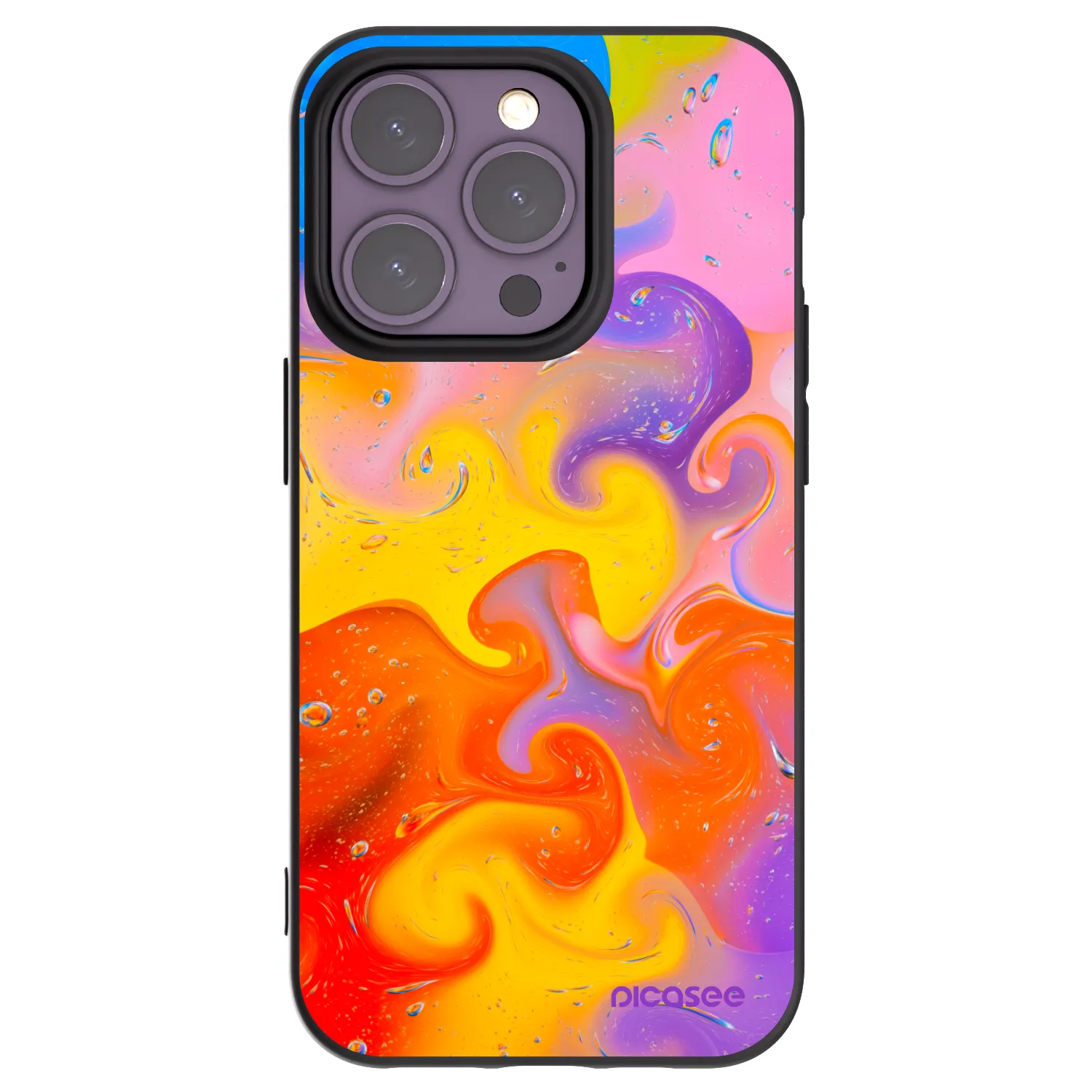 Picasee husă neagră din silicon pentru Apple iPhone 14 Pro - Bubbles